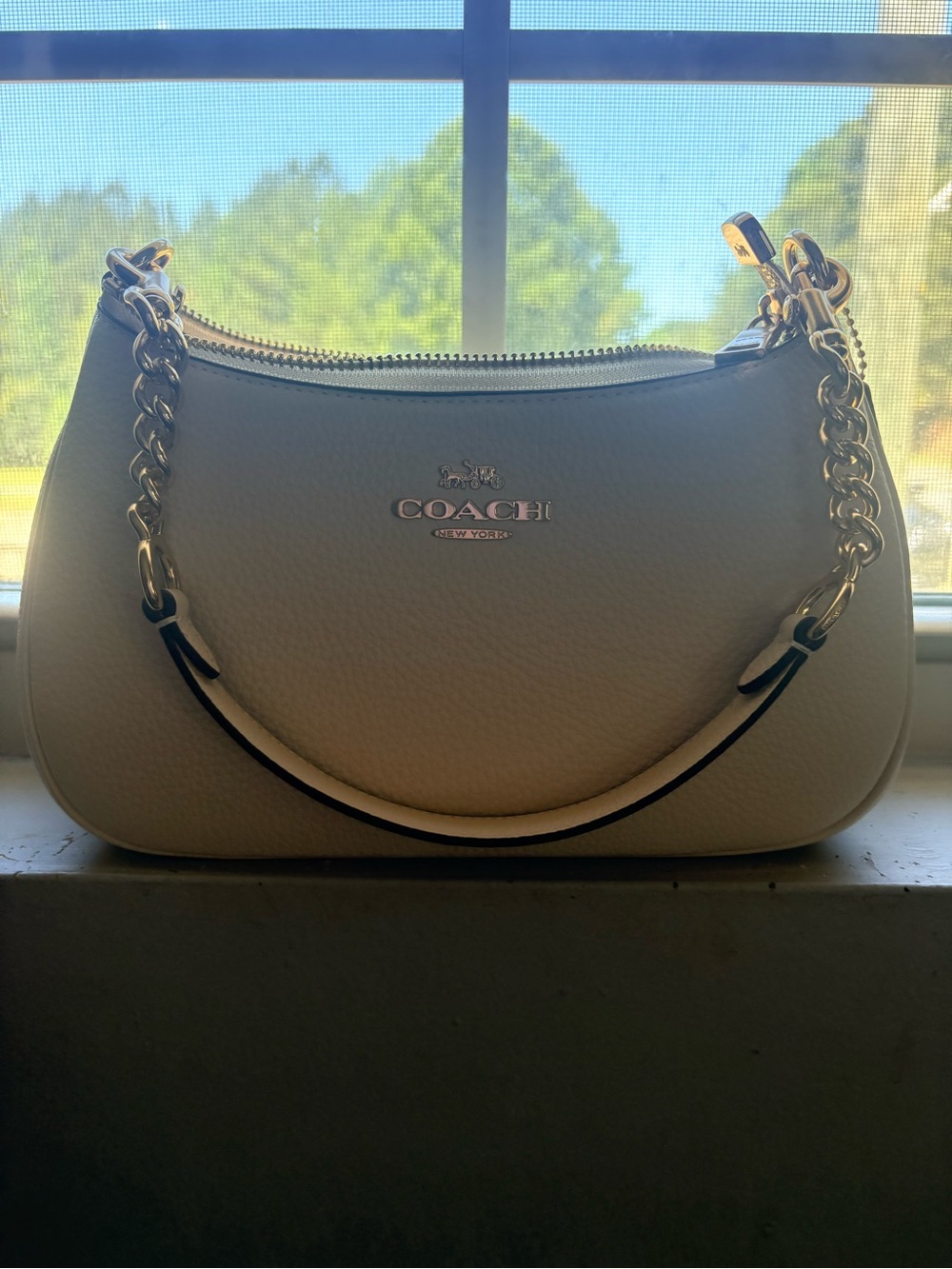 Coach Pebble Leather Shoulder Bag in Pale Cream - Picture 2 of 4